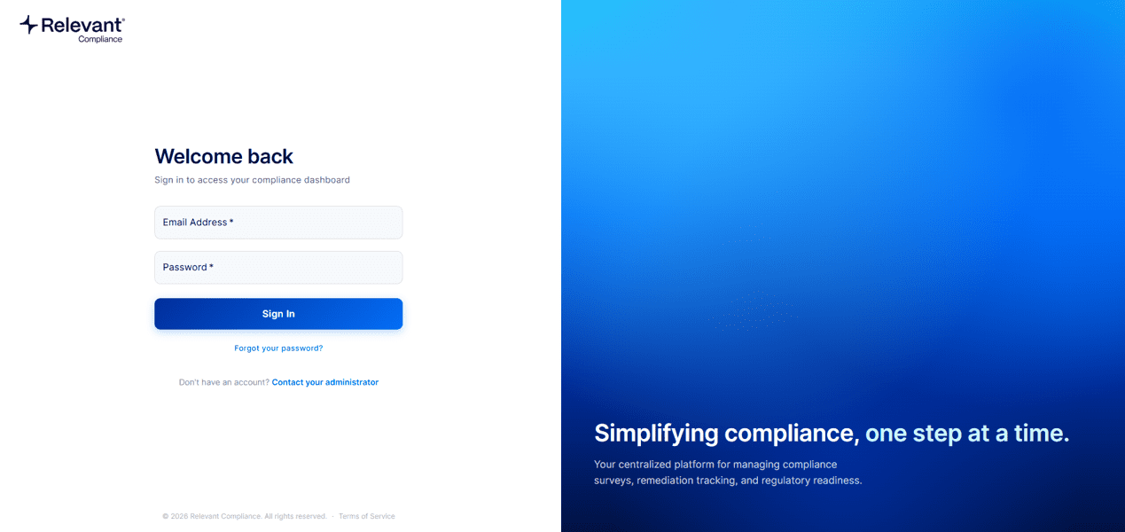 Relevant Compliance platform — organize compliance, keep it current, prove it